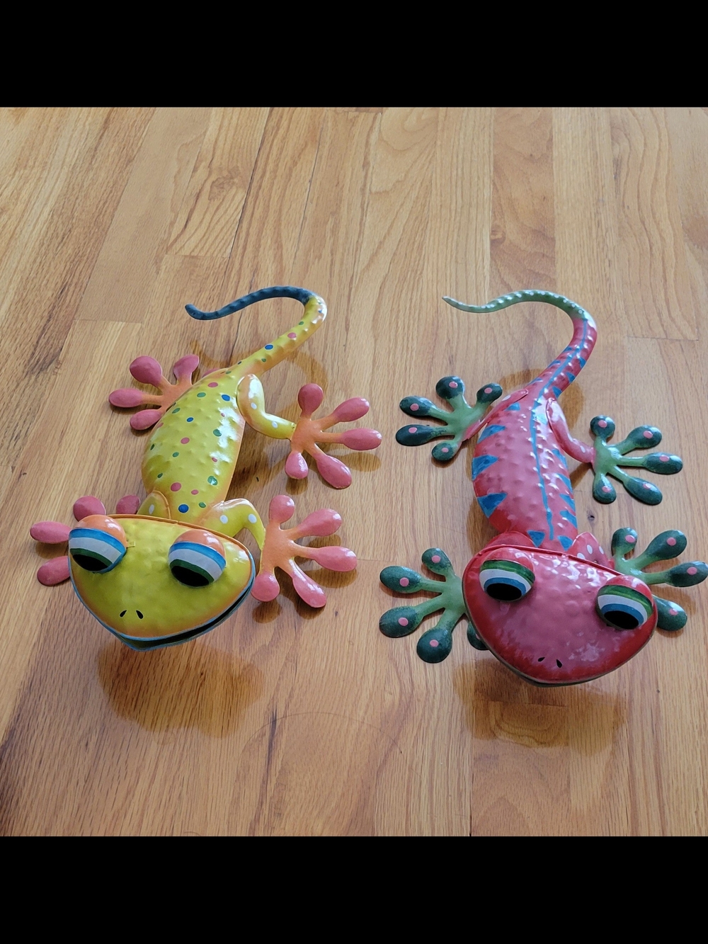 Colorful Metal Gecko Wall Decor - Yellow & Pink- NWOT